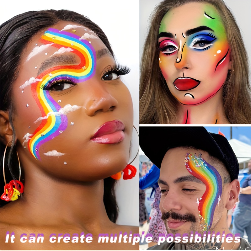 Rainbow Face and Body Paint Se - Cosplay Prop Paint ulasan dan harga